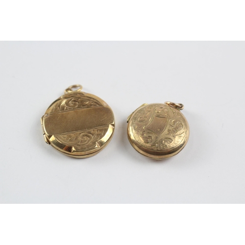 113 - 2 X 9ct Gold Back And Front Antique Engraved Lockets (6.8g)