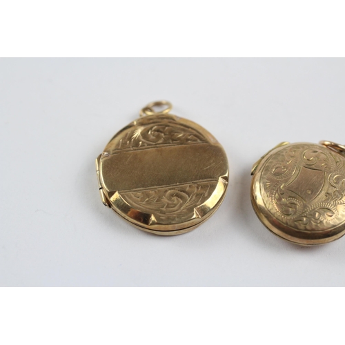 113 - 2 X 9ct Gold Back And Front Antique Engraved Lockets (6.8g)