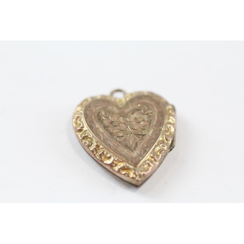 115 - 2 X 9ct Gold Back And Front Antique Heart Shaped Lockets (5.2g)