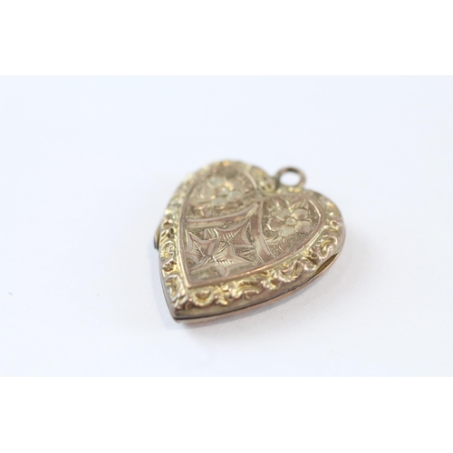 115 - 2 X 9ct Gold Back And Front Antique Heart Shaped Lockets (5.2g)