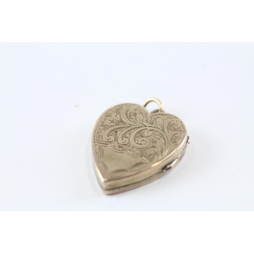 115 - 2 X 9ct Gold Back And Front Antique Heart Shaped Lockets (5.2g)