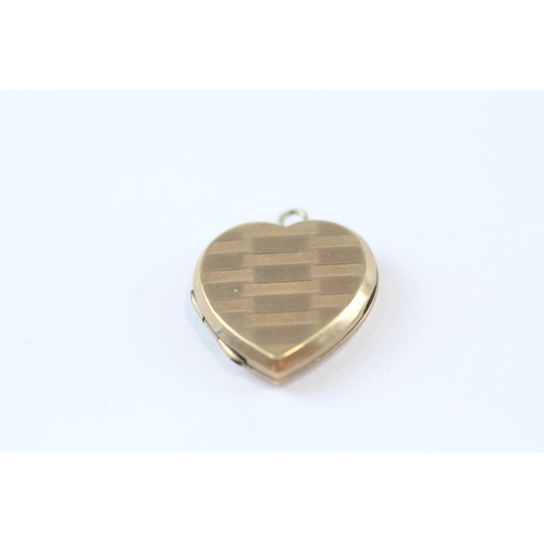 116 - 3 X 9ct Gold Back And Front Vintage Heart Shaped Lockets (10.1g)