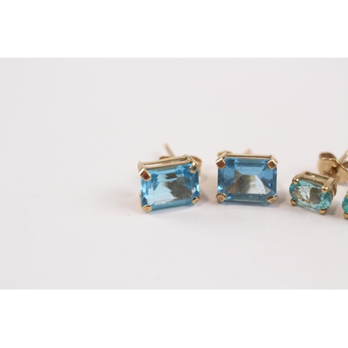 119 - 2 X 9ct Gold Topaz & Apatite Set Stud Earrings (2.4g)