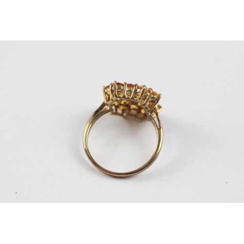 122 - 9ct Gold Diamond & Yellow Sapphire Cluster Ring (3.3g) Size  N