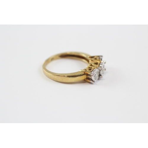 125 - 9ct Gold Diamond Three Stone Ring (2.9g) Size  K