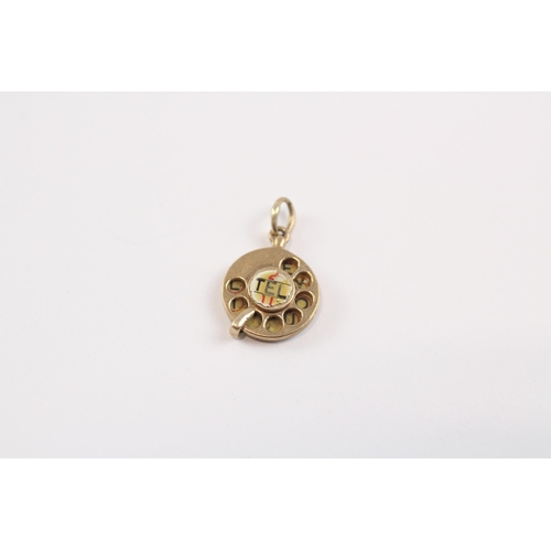 127 - 9ct Gold Novelty Moving Telephone Dial Charm Pendant (1.8g)