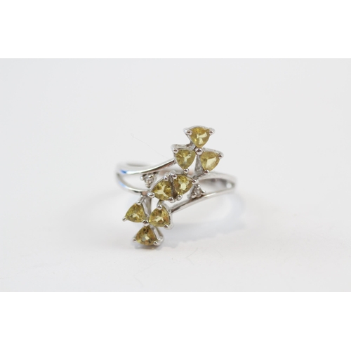 17 - 9ct White Gold White & Yellow Gemstone Dress Ring (3.9g) Size  N