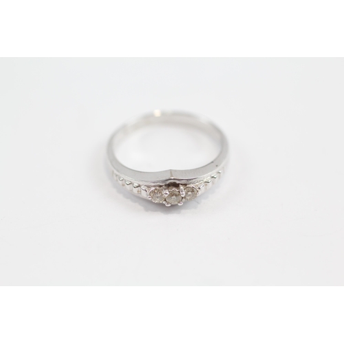 220 - 14ct White Old Diamond Trilogy Dress Ring (2.7g) Size  M