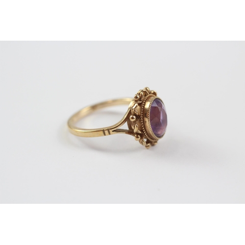 234 - 9ct Gold Amethyst Single Stone Ring (2.4g) Size  L