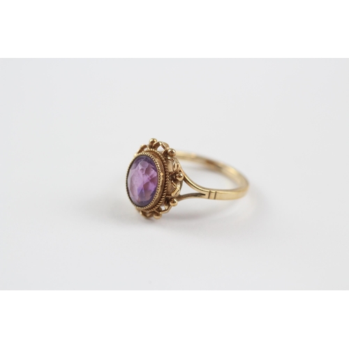 234 - 9ct Gold Amethyst Single Stone Ring (2.4g) Size  L