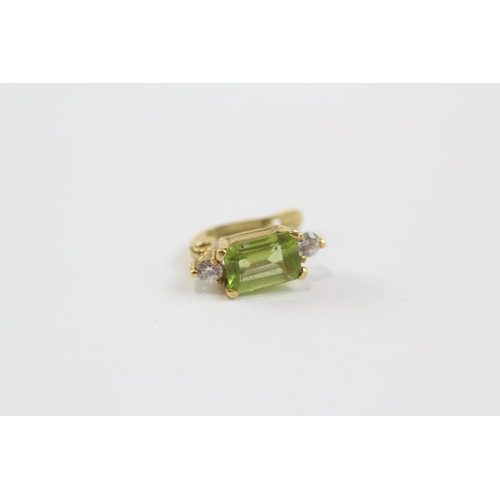 235 - 18ct Gold Peridot & Clear Gemstone Stud Earrings (2.9g)