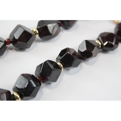 242 - 9ct Gold Rough Garnet Single Strand Statement Necklace - As Seen (229g)