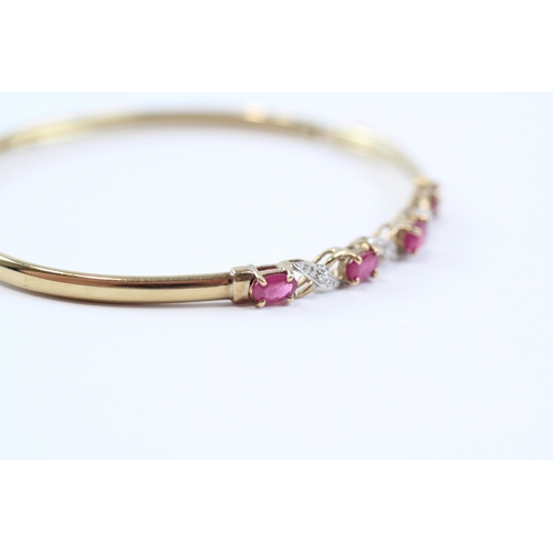 25 - 9ct Gold Ruby & Diamond Bracelet (4.3g)