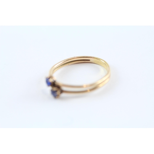 253 - 15ct Gold Sapphire & Blue Paste Two Stone Ring (2.1G) Size  O