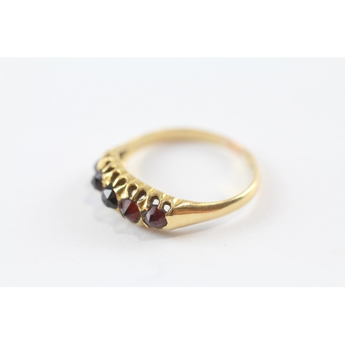 257 - 18ct Gold Garnet Five Stone Ring (2.6G) Size  P