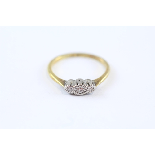 262 - 18ct Gold Old Cut Diamond Three Stone Ring (2.3g) Size  M