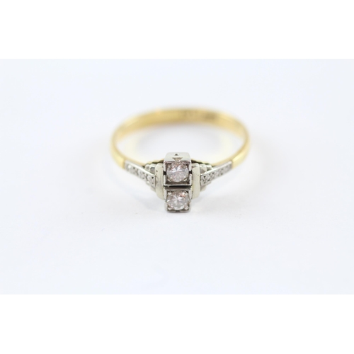 264 - 18ct Gold Diamond Two Stone Ring (2.8g) Size  Q