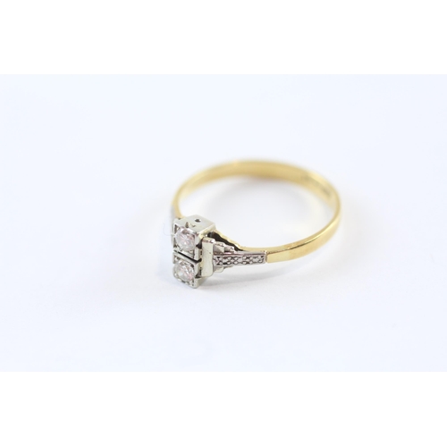 264 - 18ct Gold Diamond Two Stone Ring (2.8g) Size  Q