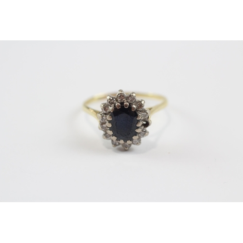 266 - 18ct Gold Vintage Diamond And Sapphire Set Cluster Ring - As Seen (3.2g) Size  P