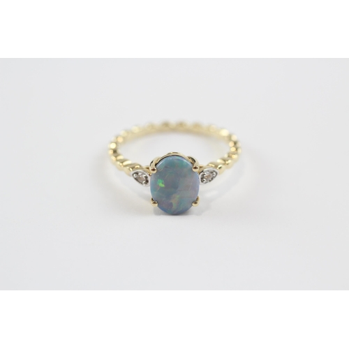 269 - 9ct Gold Vintage Opal Doublet And Diamond Set Dress Ring (1.9g) Size  N