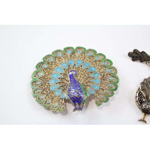 272 - Two Silver Peacock Brooches Including Filigree (19g)