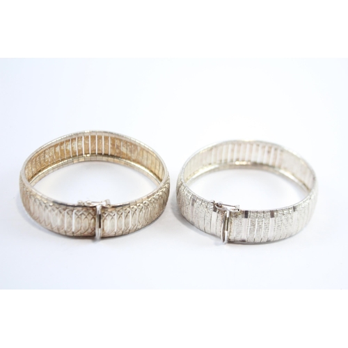 274 - Two Silver Panel Bracelets With Etched Designs (54g)