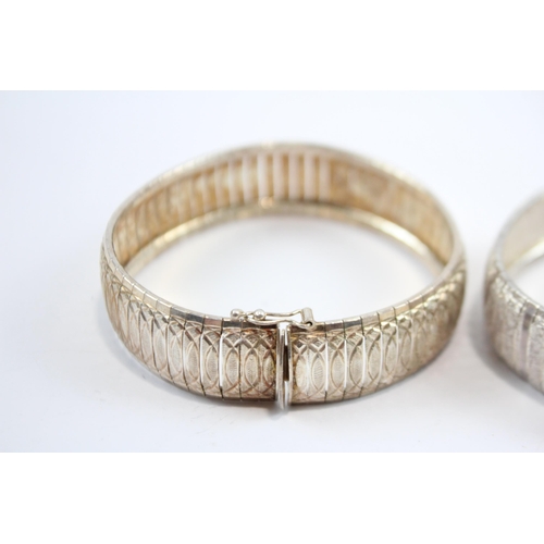 274 - Two Silver Panel Bracelets With Etched Designs (54g)