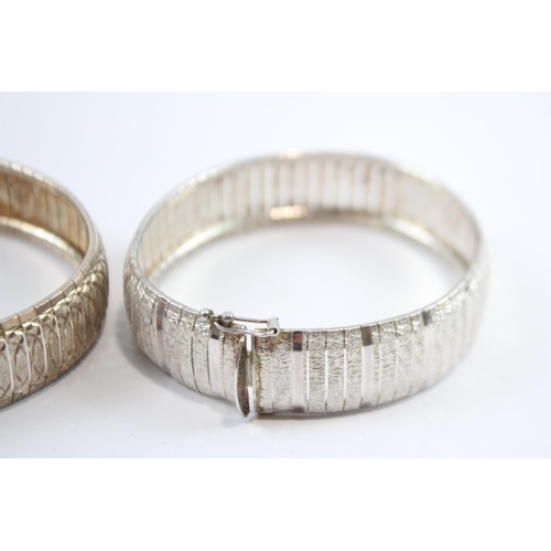 274 - Two Silver Panel Bracelets With Etched Designs (54g)