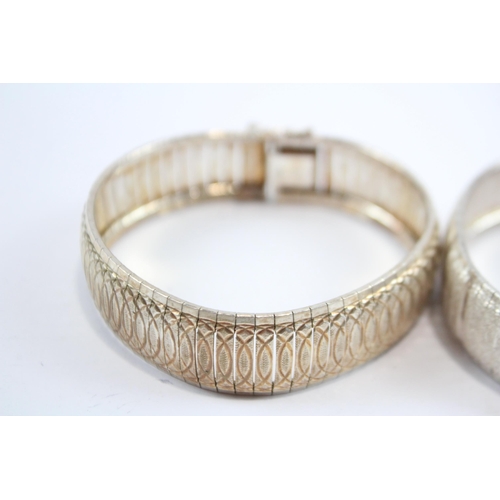 274 - Two Silver Panel Bracelets With Etched Designs (54g)