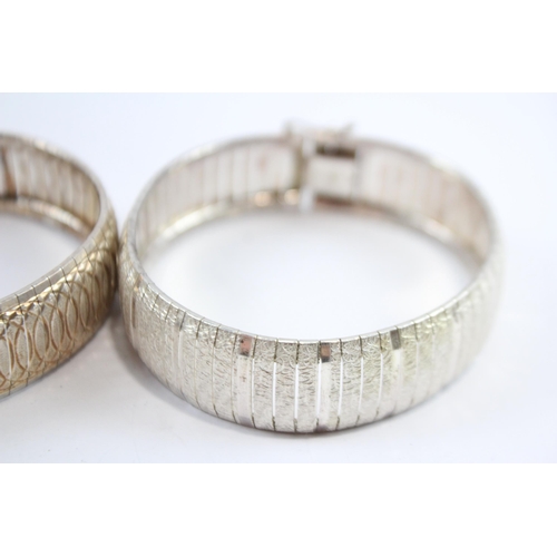 274 - Two Silver Panel Bracelets With Etched Designs (54g)