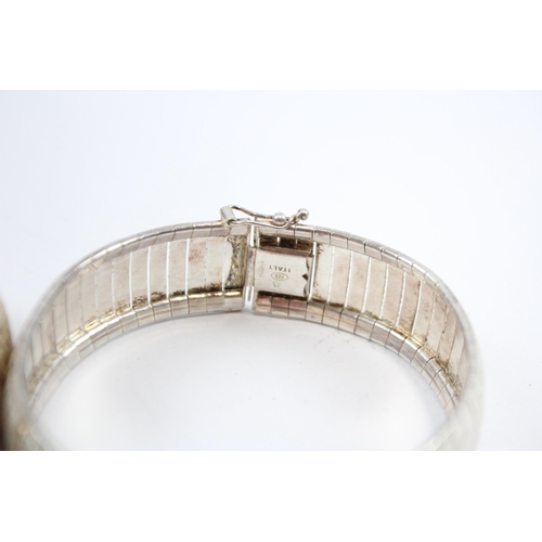 274 - Two Silver Panel Bracelets With Etched Designs (54g)