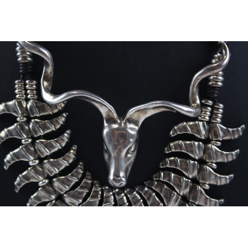 275 - Silver Tone Statement Stag Necklace By Designer Uno De 50 (172g)