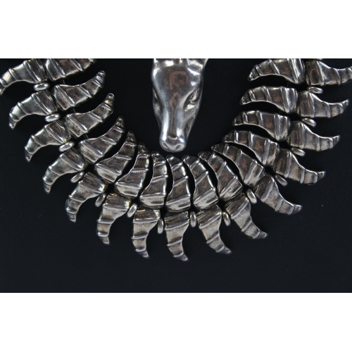 275 - Silver Tone Statement Stag Necklace By Designer Uno De 50 (172g)