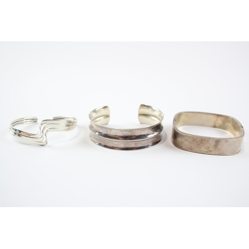 278 - Three Silver Modernist Bangles (72g)