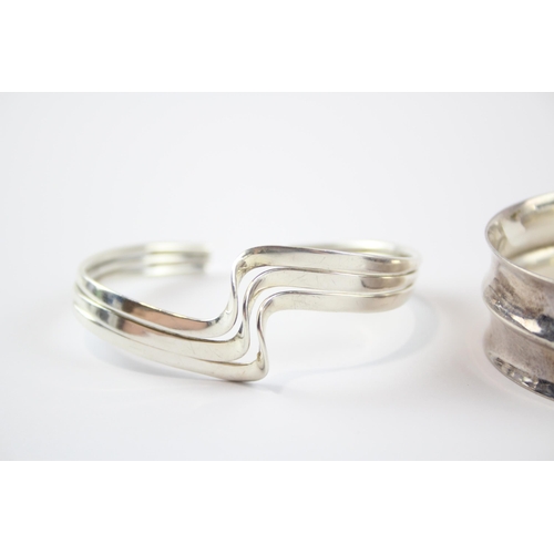 278 - Three Silver Modernist Bangles (72g)