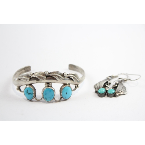 279 - Silver Navajo Bangle And Earrings Including R Paul (21g)