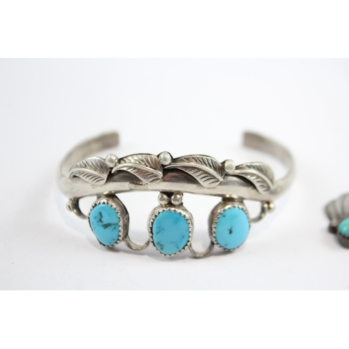 279 - Silver Navajo Bangle And Earrings Including R Paul (21g)