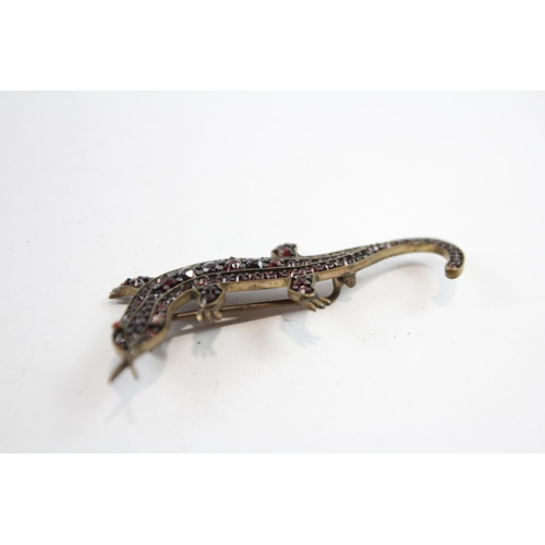 283 - Antique Lizard Brooch Set With Bohemian Garnets (5g)