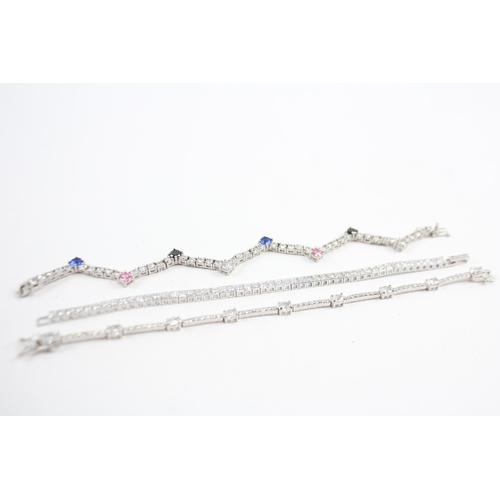 293 - Three Silver Cz Tennis Bracelets (34g)