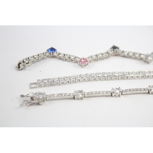 293 - Three Silver Cz Tennis Bracelets (34g)