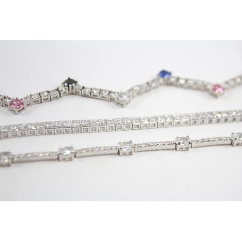 293 - Three Silver Cz Tennis Bracelets (34g)