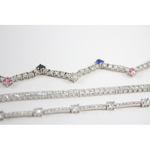 293 - Three Silver Cz Tennis Bracelets (34g)