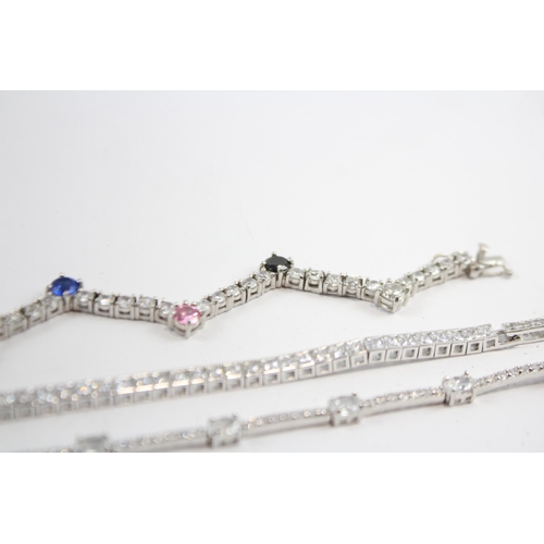 293 - Three Silver Cz Tennis Bracelets (34g)