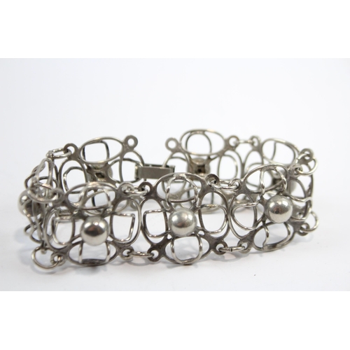 295 - Silver Arts & Crafts Floral Bracelet (33g)