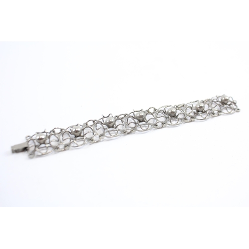 295 - Silver Arts & Crafts Floral Bracelet (33g)