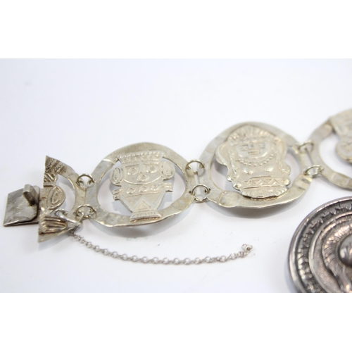 296 - A Collection Of Silver Jewellery Including Inca Design (59g)