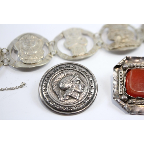 296 - A Collection Of Silver Jewellery Including Inca Design (59g)