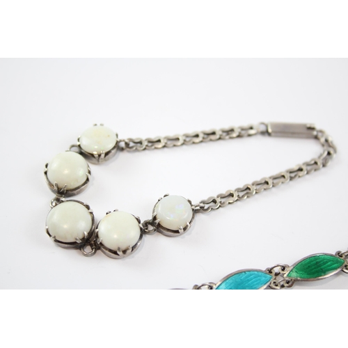 301 - Two Silver Bracelets Including Enamel And Gemstone (15g)