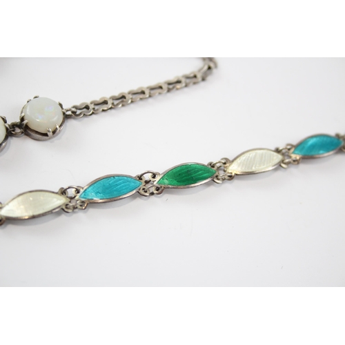 301 - Two Silver Bracelets Including Enamel And Gemstone (15g)