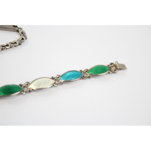 301 - Two Silver Bracelets Including Enamel And Gemstone (15g)